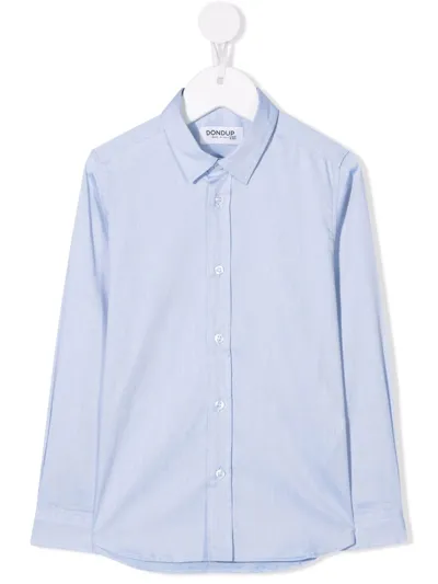 Dondup Kids' Button-down Fitted Shirt In Blue