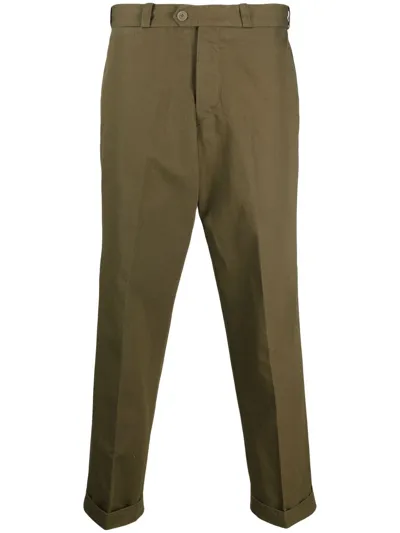 Pt Torino Cropped Straight-leg Trousers In Green