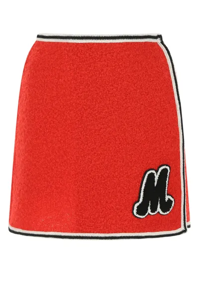 Miu Miu Red Bouclé Mini Skirt