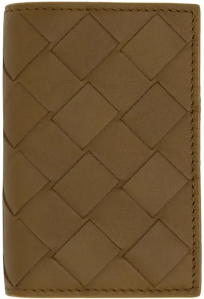 Bottega Veneta Taupe Tiny Trifold Wallet In 7718-acorn-silver