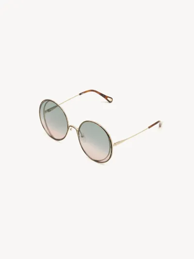 Chloé Ch0095s Sunglasses In Havana / Green Rose