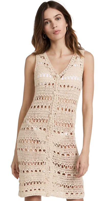 Line & Dot Roxie Crochet Mini Dress In Ecru