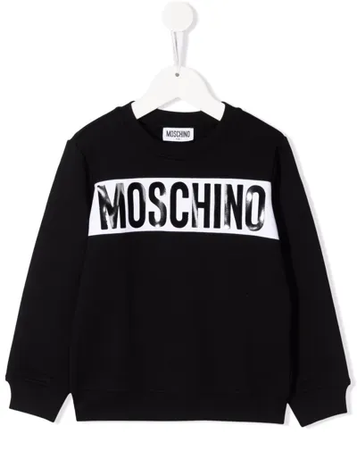 Moschino Kids' Logo-print Crew Neck Sweatshirt In Black