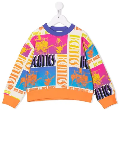 Stella Mccartney Kids' Graphic-print Crew-neck Sweatshirt In Orange