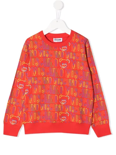 Moschino Kids' Logo-print Long-sleeve Sweatshirt In Red