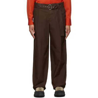 Jil Sander Brown Canvas Wide-leg Trousers