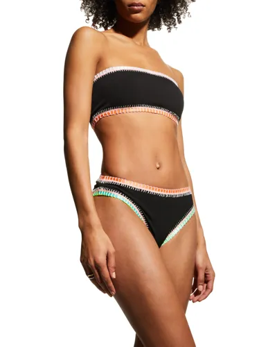 Platinum Inspired By Solange Ferrarini Exposed-trim Bandeau Bikini Top In Black