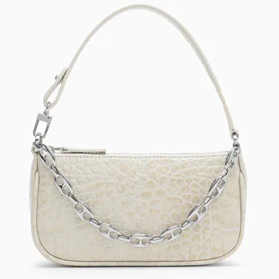 By Far Cream Printed Leather Mini Rachel Bag In Beige