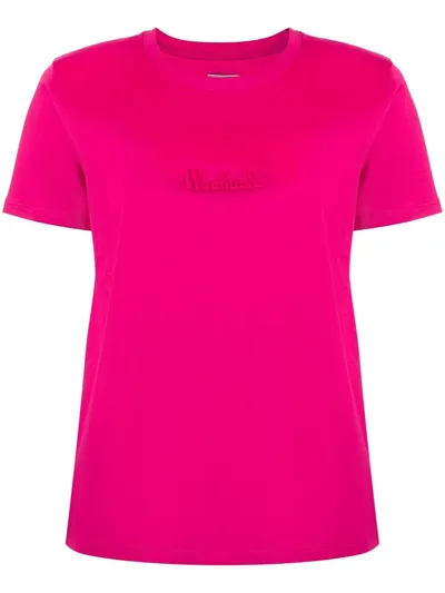 Woolrich Debossed-logo T-shirt In Pink