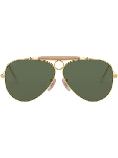 Ray Ban Shooter Green Classic G-15 Aviator Unisex Sunglasses Rb3138 001 58