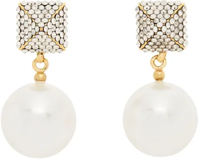 Valentino Garavani Gold Rockstud Pearl Earrings In Y49