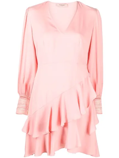 Twinset Ruffled-design Mini Dress In Rosa