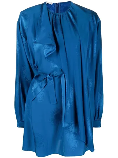 Stella Mccartney Asymmetrical Draped Long-sleeve Dress In Sailor Blue