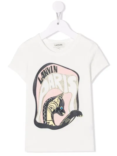 Lanvin Enfant Teen Graphic-print Cotton T-shirt In White