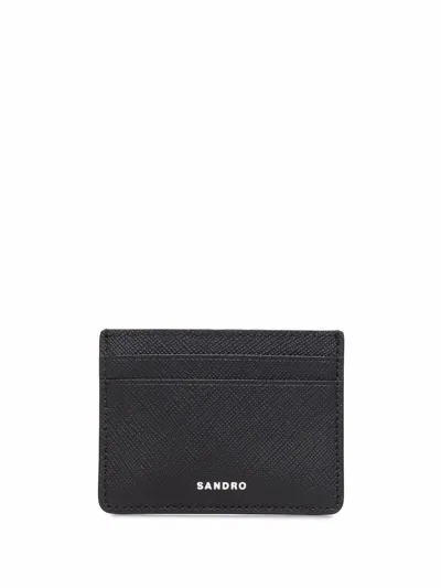 Sandro Textured Logo-embossed Cardholder In Black