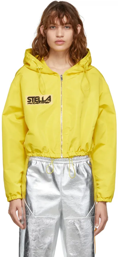 Stella Mccartney Yellow Cropped Logo Jacket In Citrus