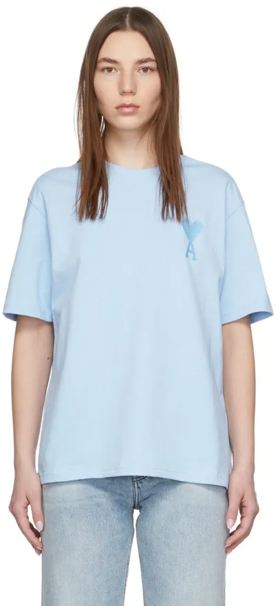 Ami Alexandre Mattiussi Blue Ami De Cœur T-shirt In 450 Sky Blue