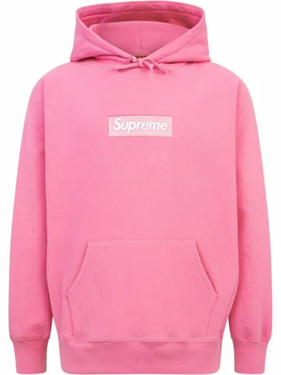 Supreme Box Logo Drawstring Hoodie In Pink