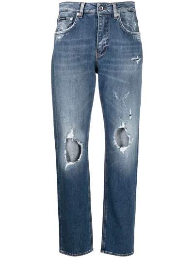 Dolce & Gabbana Ripped-detail Denim Jeans In Blau