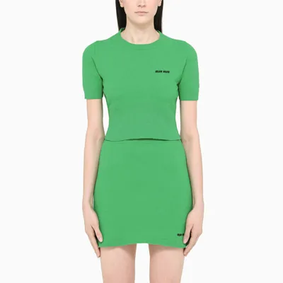 Miu Miu Green Cropped Slim Top