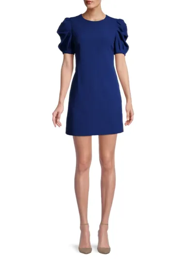 Alice And Olivia Hanita Gathered Crepe Mini Dress In Azure