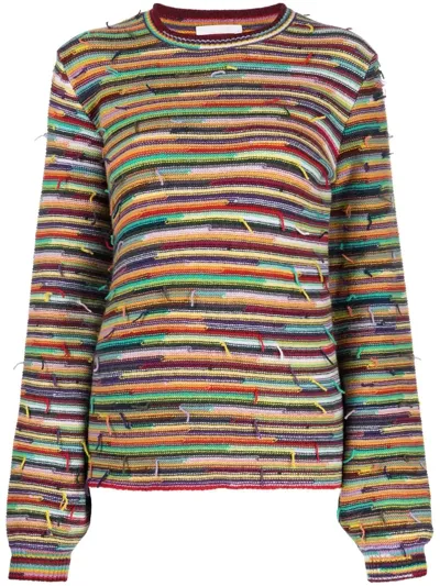 Chloé Wool Rainbow-stripe Jumper In Rot