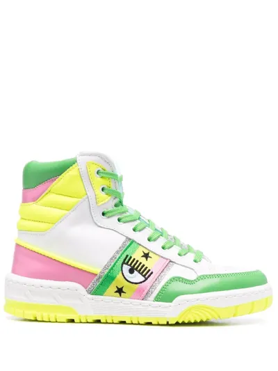 Chiara Ferragni Colour-block Logo Sneakers In White