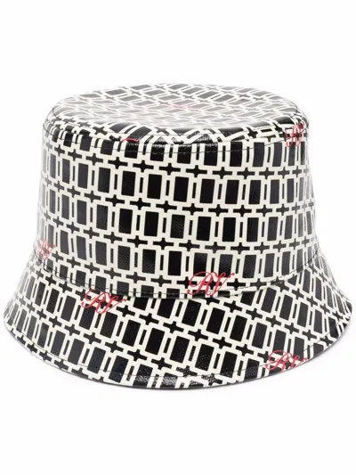 Roger Vivier Grand Vivier Coated Canvas Bucket Hat In Black