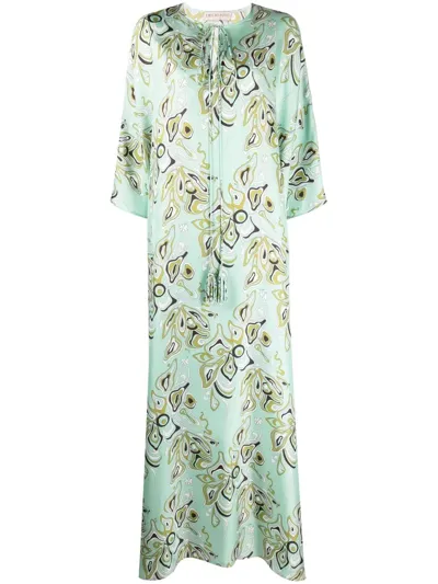 Emilio Pucci Africana-print Draped Dress In Mint