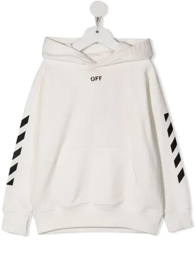 Off-white White Kids Hoodie With Off Stamp And Diagonals