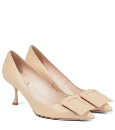 Roger Vivier Viv In The City 65 Pumps In Patent Leather In Beige