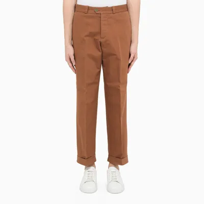 Pt Torino White Pleated Trousers In Brown