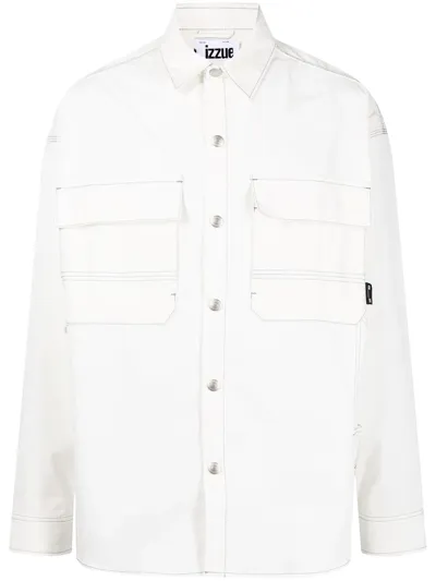 Izzue Chest Pocket Long-sleeve Shirt In White