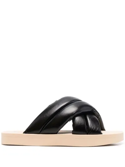 Proenza Schouler 30mm Float Padded Leather Slide Sandals In Black