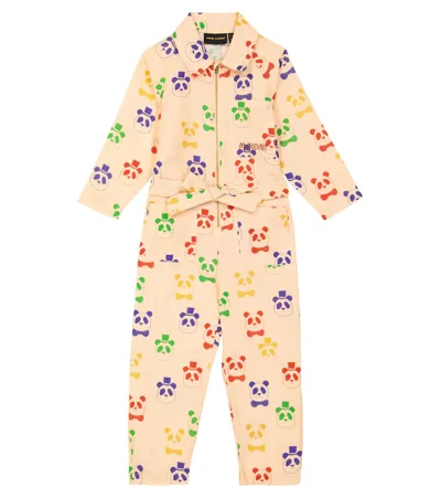 Mini Rodini Kids' Printed Linen And Cotton Jumpsuit In Beige