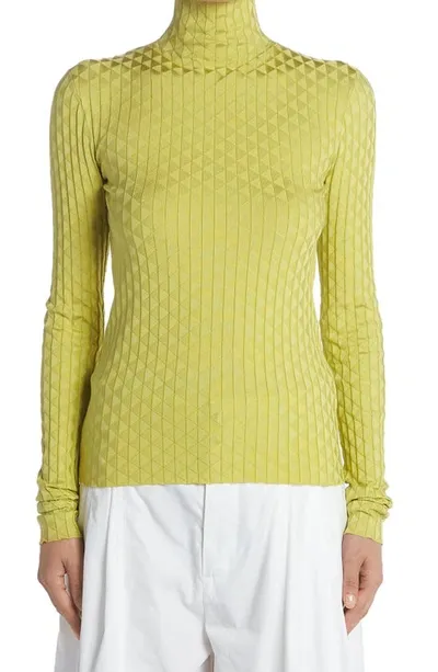 Bottega Veneta Jacquard-knit Silk-blend Turtleneck Sweater In Sea Grass