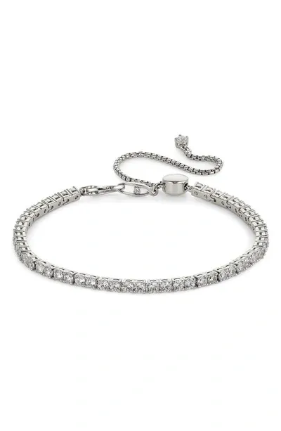 Nadri Love All Cubic Zirconia Slider Bracelet In Rhodium Plated In Silver