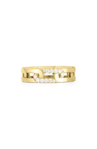 Roberto Coin 18k Yellow Gold Navarra Diamond Chain Overlap Link Ring