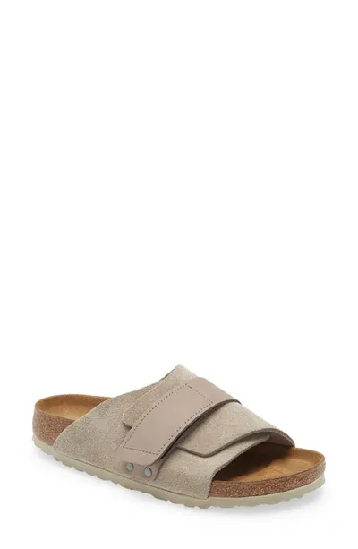 Birkenstock Kyoto Touch-strap Leather Sandals In Grey