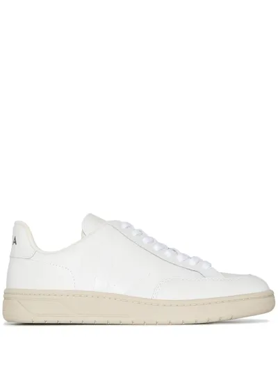 Veja White V-12 Low Top Leather Sneakers