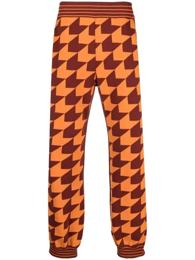 Marni Chevron-jacquard Track Pants In Orange