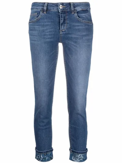 Liu •jo Logo-patch Mid-rise Skinny Jeans In Blue