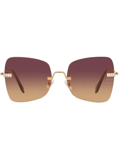 Miu Miu Butterfly Frame Sunglasses In Brown/gold Gradient