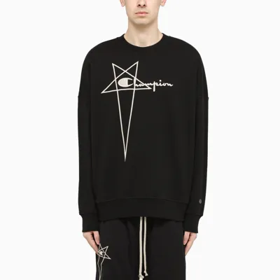 Champion X Rick Owens Black Logo-print Crewneck Sweatshirt