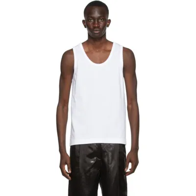 Dries Van Noten White Jersey Tank Top In 1 White