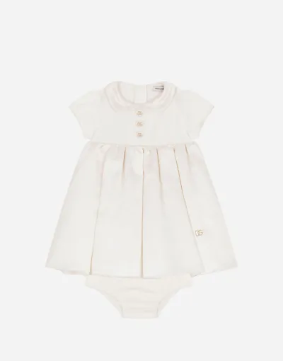 Dolce & Gabbana Babies' Silk Duchesse And Jersey Midi Dress In Multicolor