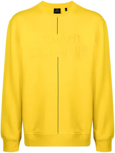 Armani Exchange Logo-embossed Long-sleeve Sweatshirt In Yellow