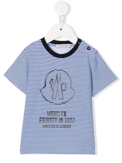 Moncler Babies' Logo-print T-shirt In Blue