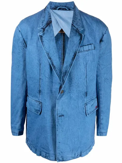 Diesel Single-breasted Fitted Blazer In Blue