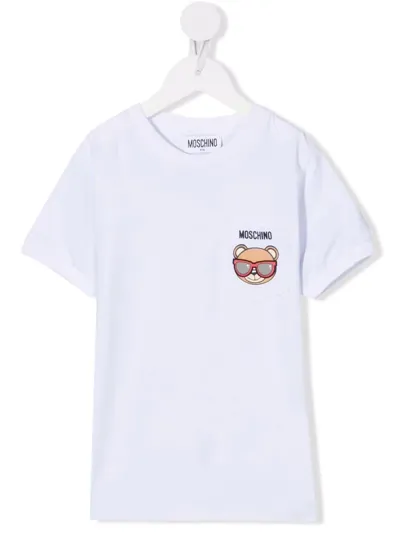 Moschino Kids' Teddy Bear-patch Short-sleeved T-shirt In White